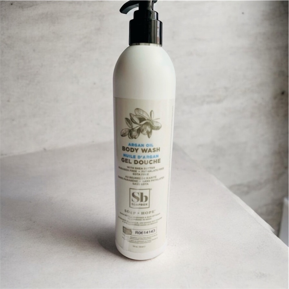 ONE BOTTLE OF SOAPBOX ARGAN OIL BODY WASH WITH SHEA BUTTER - 12 fl Oz